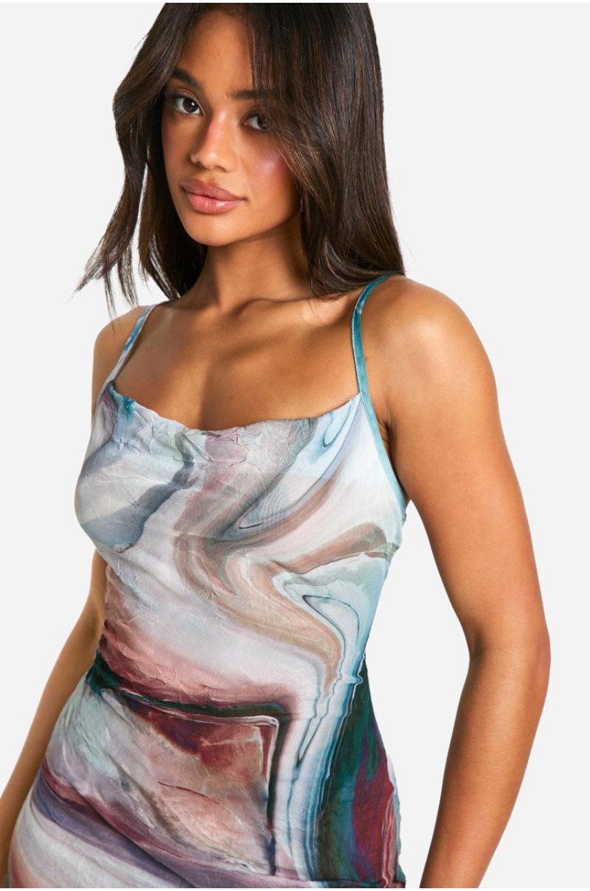 Сукня максі з мармуровим ковпаком і складками