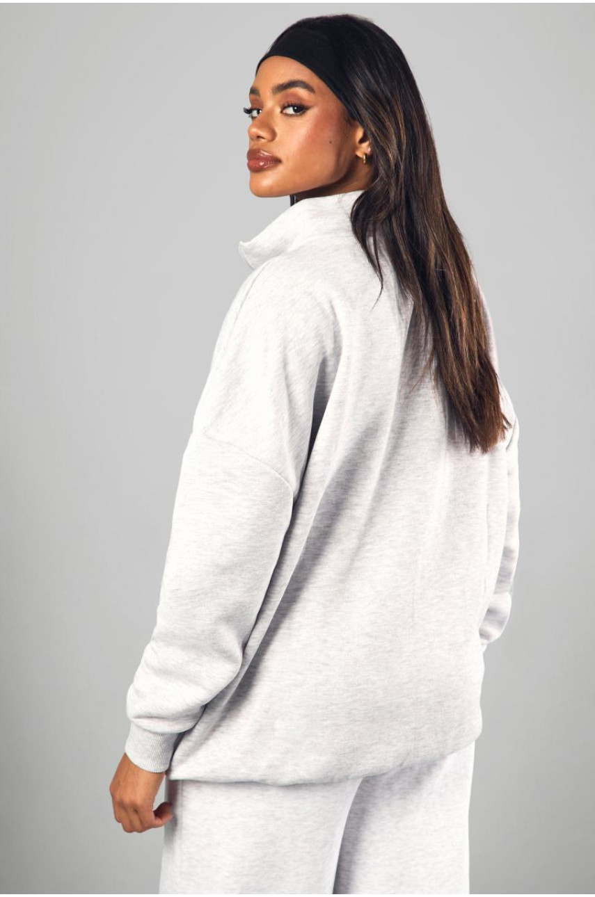 Попелясто-сірий великий світшот Dsgn Studio з напівзастібкою і аплікацією