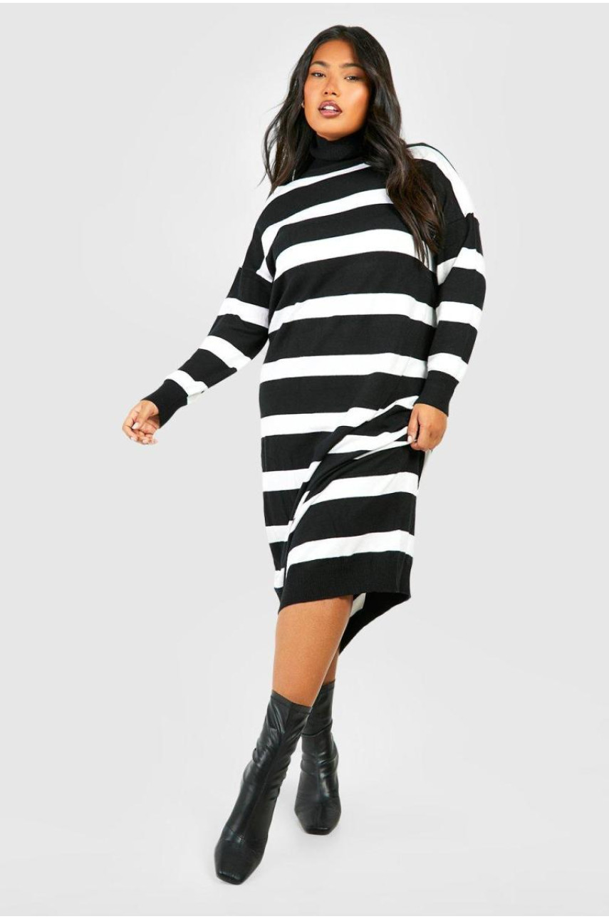 Трикотажна сукня Midaxi зі смугою і круглим вирізом