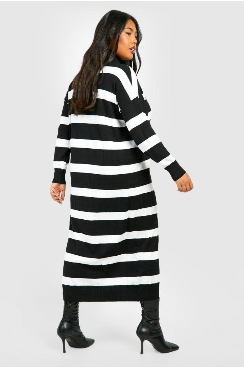 Трикотажна сукня Midaxi зі смугою і круглим вирізом