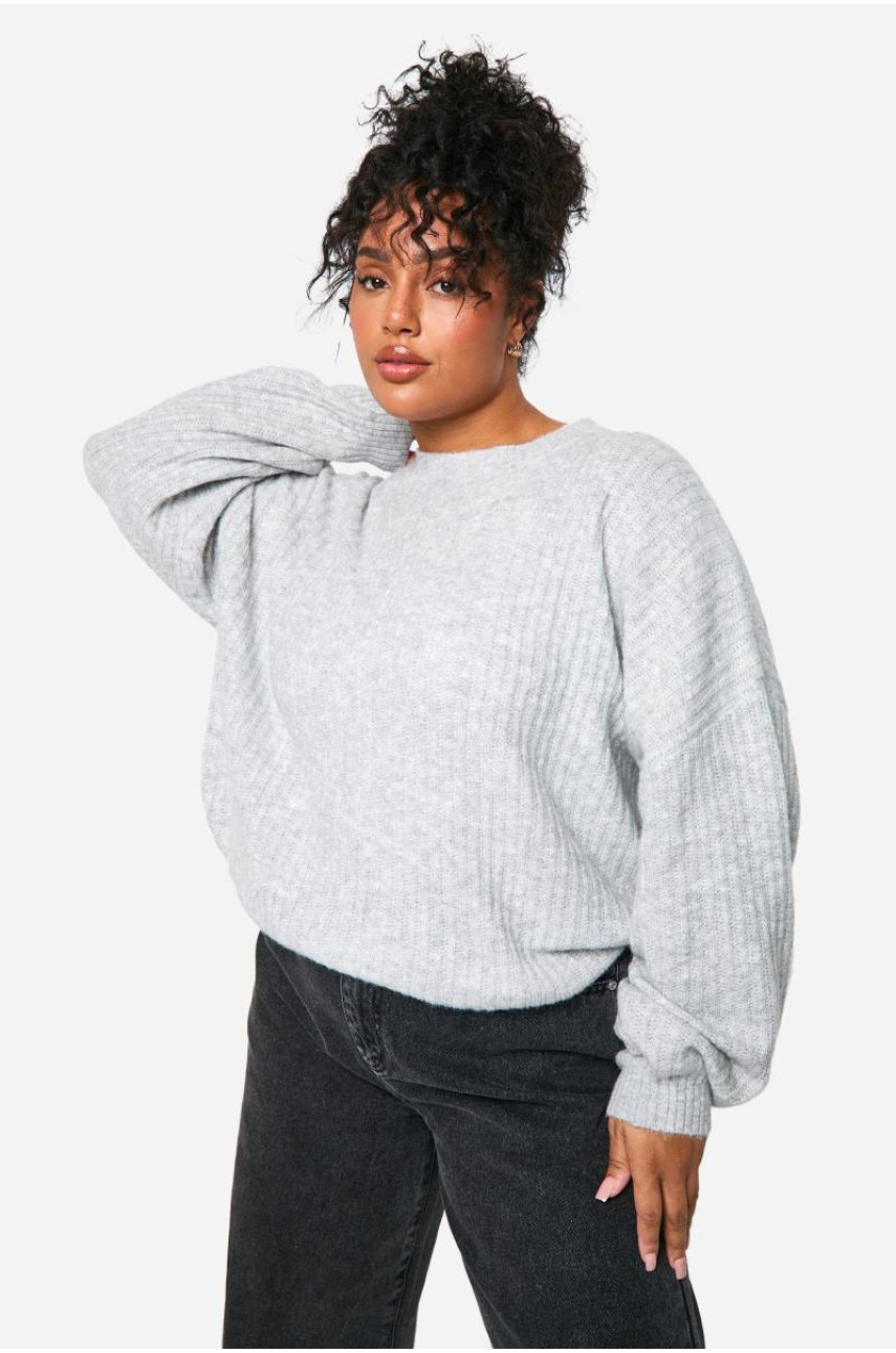 Плюс м’який трикотажний джемпер з рукавами-кульками