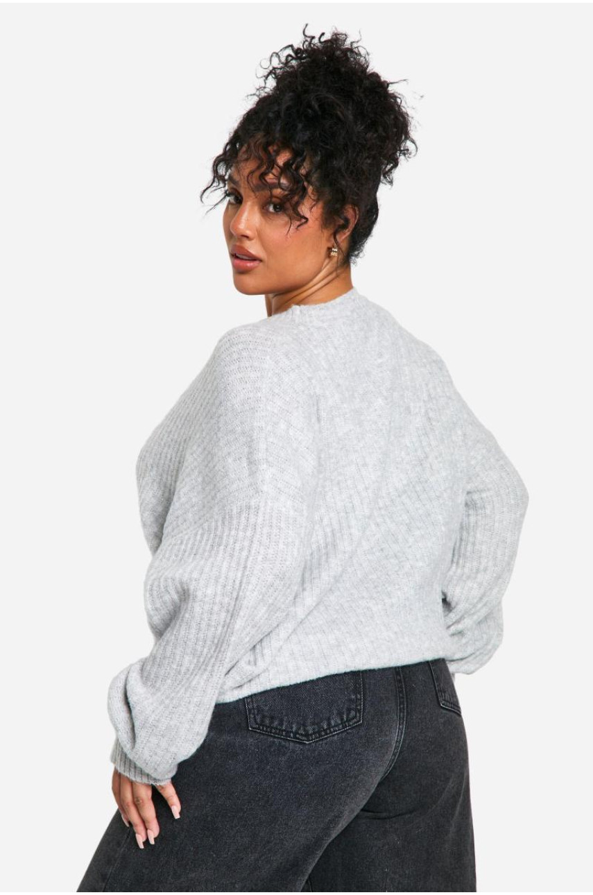 Плюс м’який трикотажний джемпер з рукавами-кульками