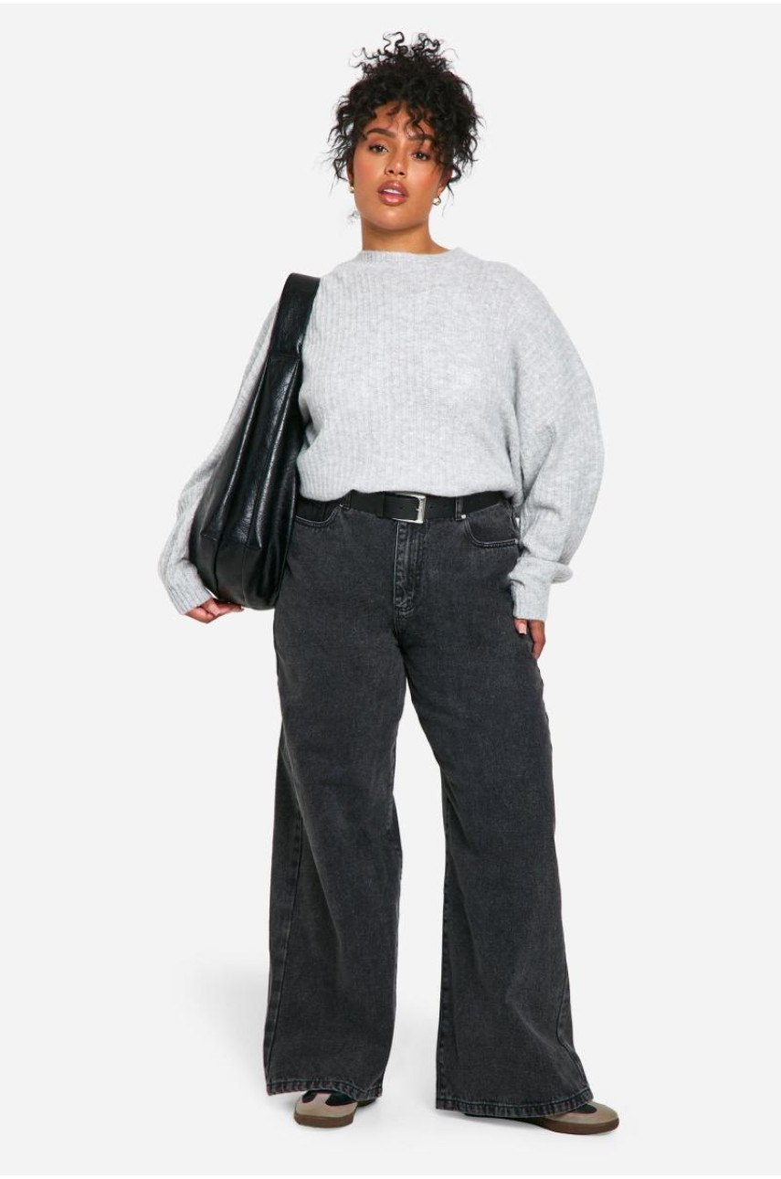 Плюс м’який трикотажний джемпер з рукавами-кульками