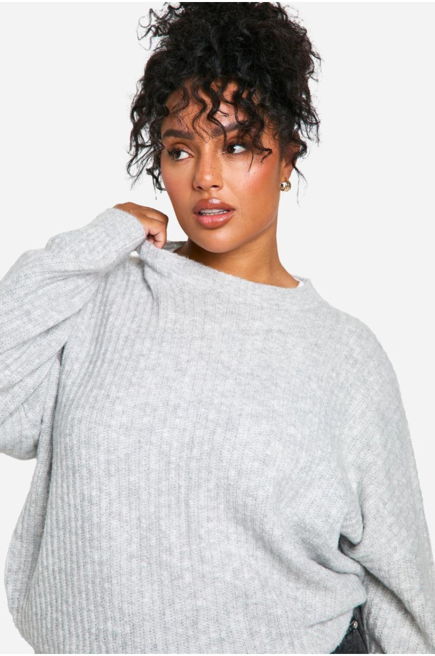 Плюс м’який трикотажний джемпер з рукавами-кульками