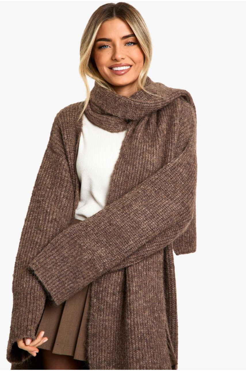 В'язаний кардиган максі та великий шарф