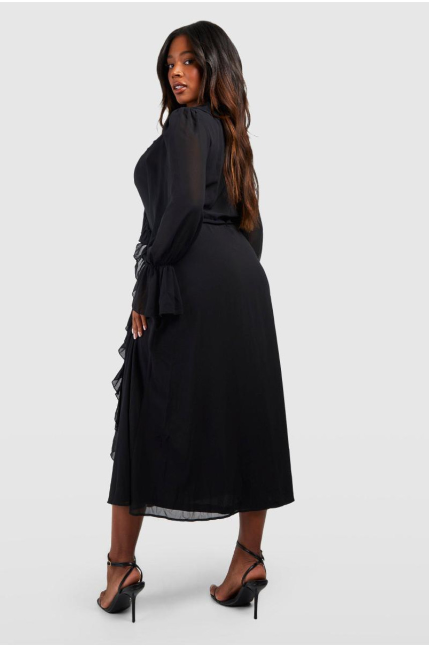 Плюс шифонова сукня з рюшами