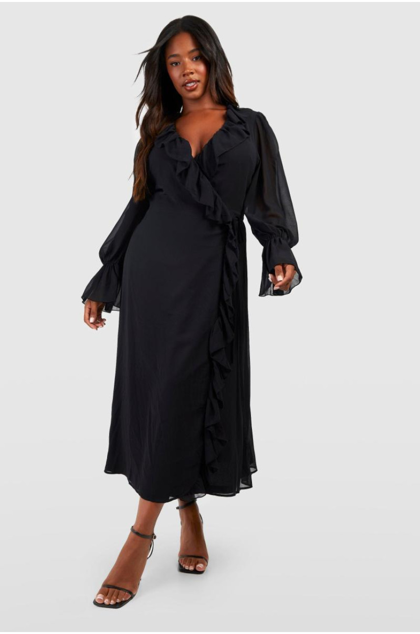 Плюс шифонова сукня з рюшами