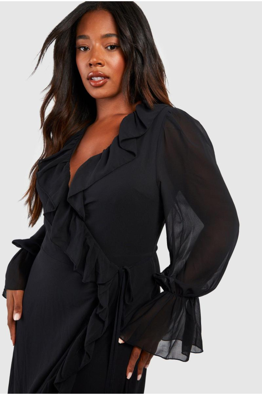 Плюс шифонова сукня з рюшами