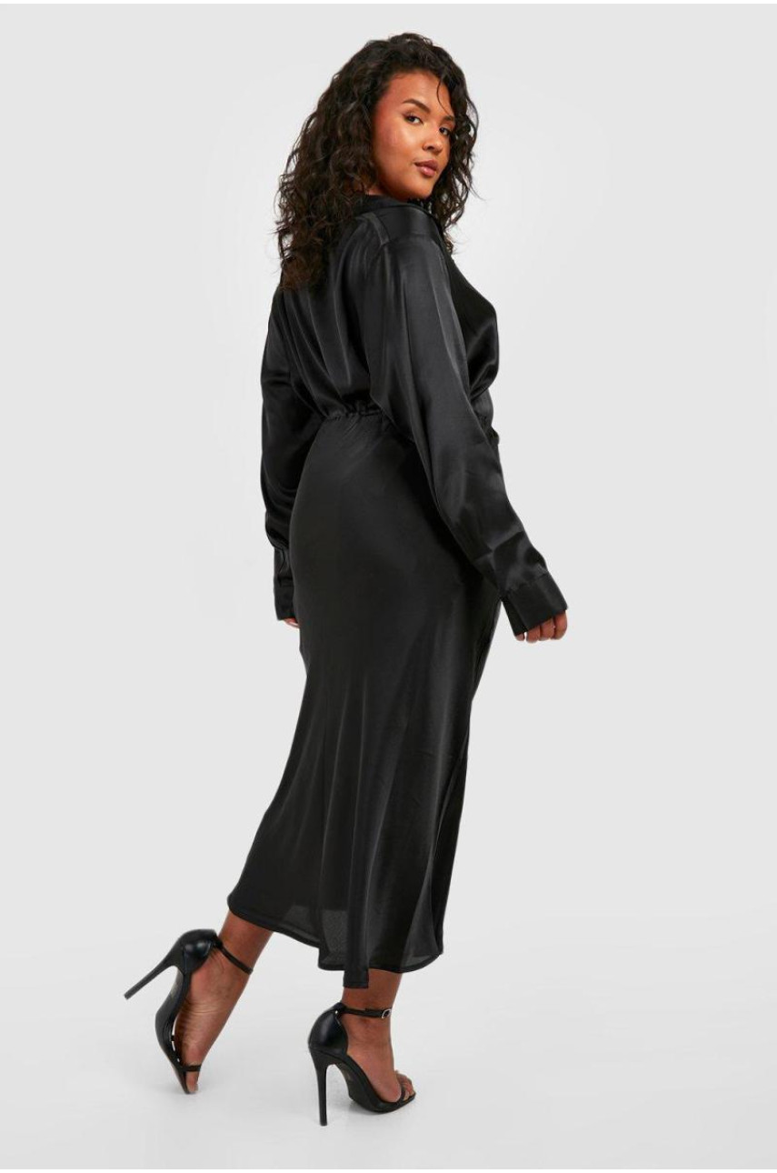 Плюс атласна спідниця Midaxi