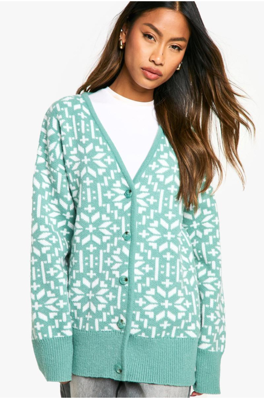 В'язаний різдвяний кардиган Fairisle Snowflake преміум-класу