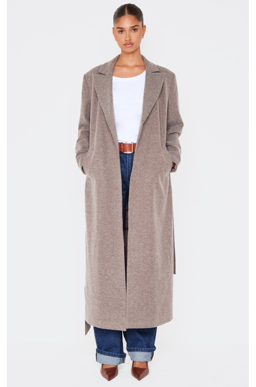 Довге пальто із зав’язкою «ялинка».