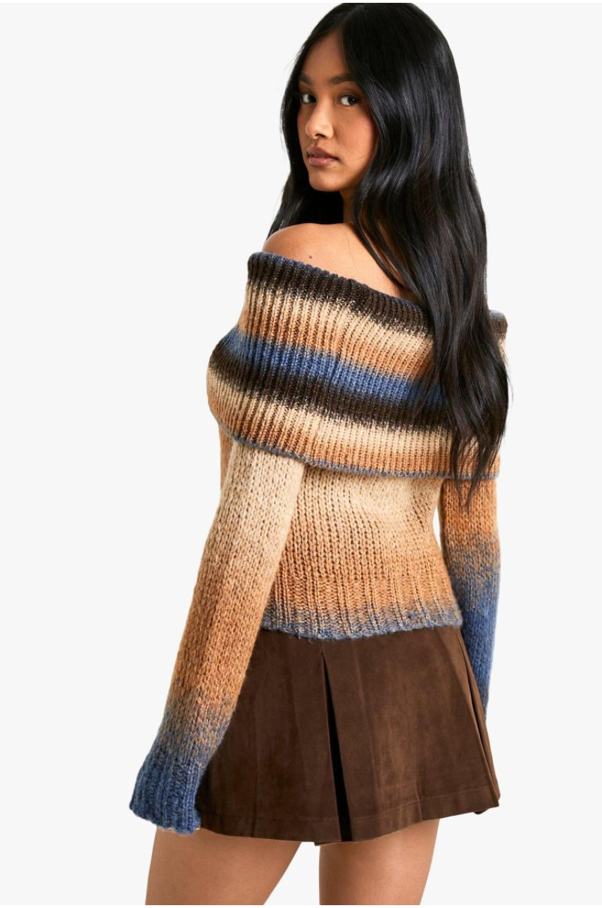 Широкий трикотажний джемпер омбре з бардо