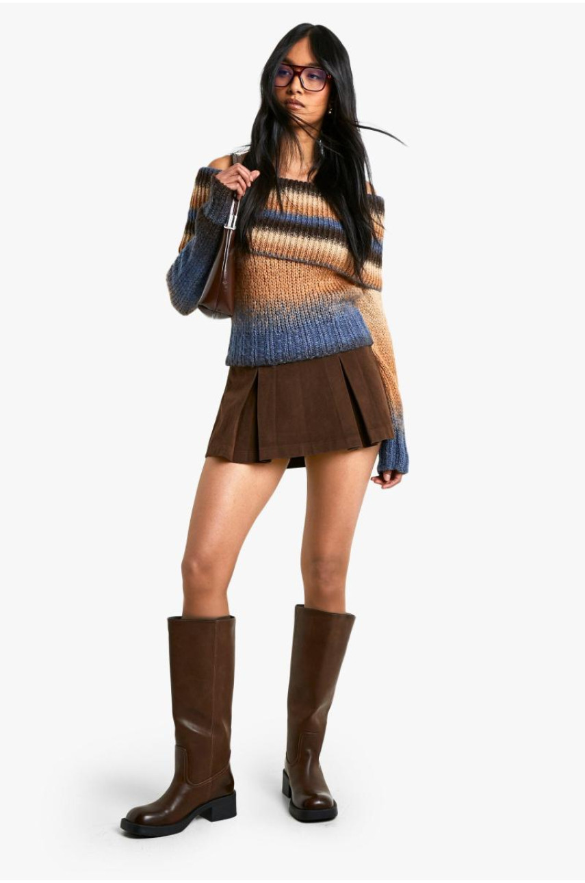 Широкий трикотажний джемпер омбре з бардо