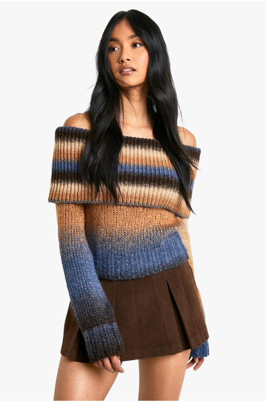 Широкий трикотажний джемпер омбре з бардо