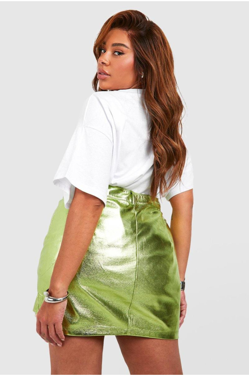Плюс металева міні-спідниця