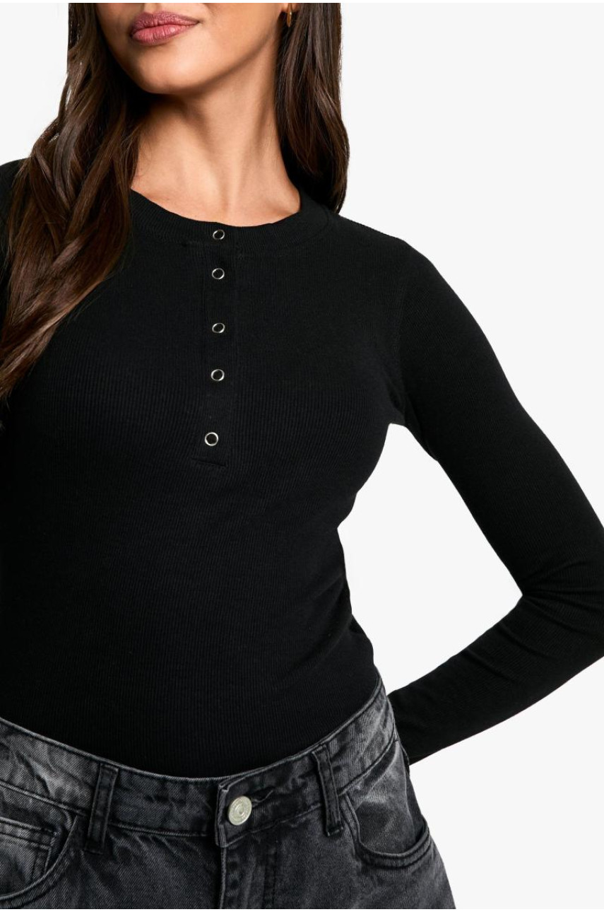 Топ з довгим рукавом у рубашку Popper Front