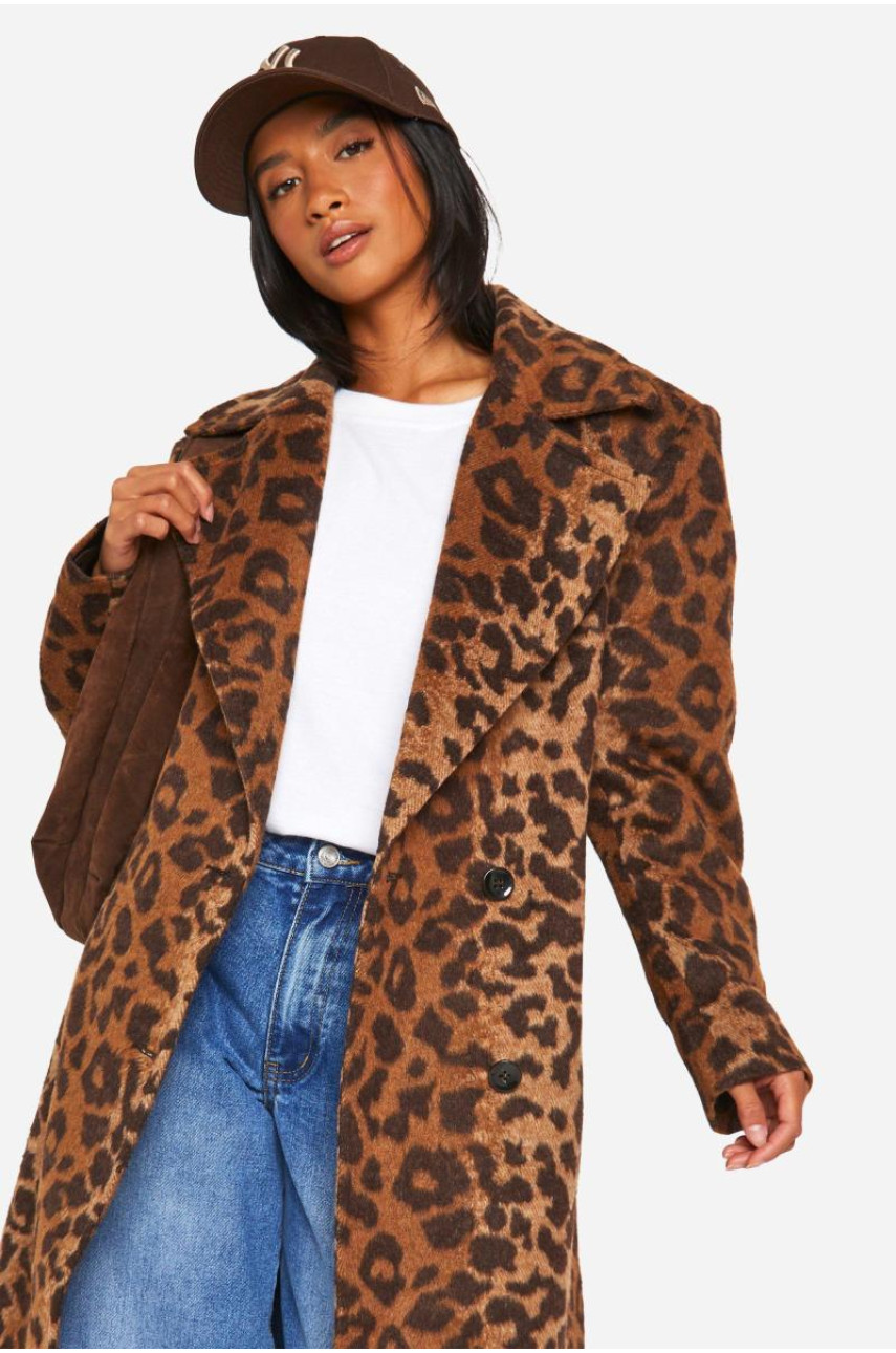 Маленьке пальто з леопардовим принтом великого розміру