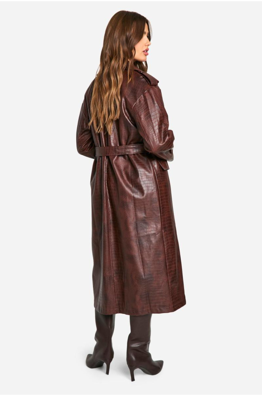 Тренч зі штучної шкіри під крокодила