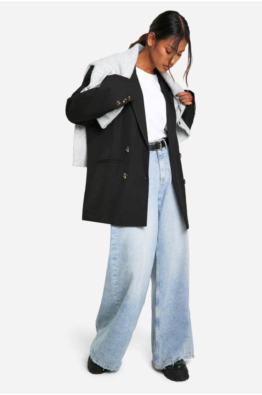 Двобортний довгий піджак вільного крою