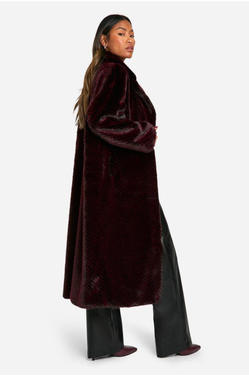 Розкішна двоколірна шуба зі штучного хутра