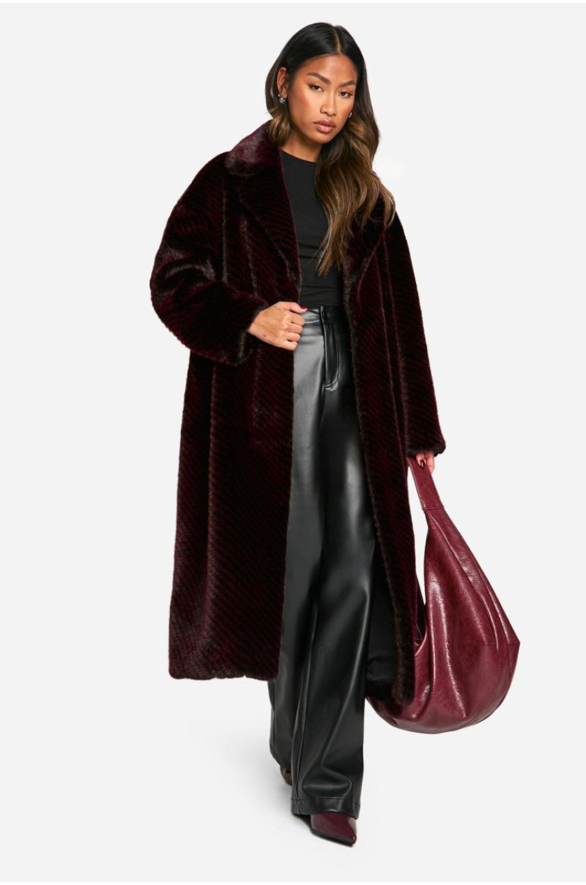 Розкішна двоколірна шуба зі штучного хутра