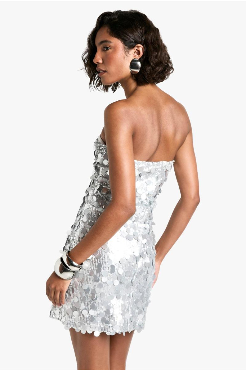 Висока міні-сукня-бандо з паєтками