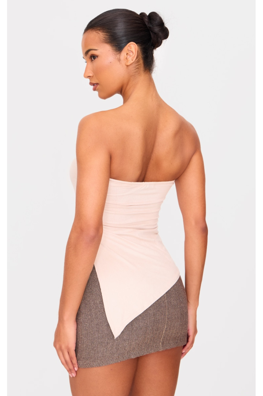 Верх бандо кремового кольору з асиметричним подолом зі штучної замші