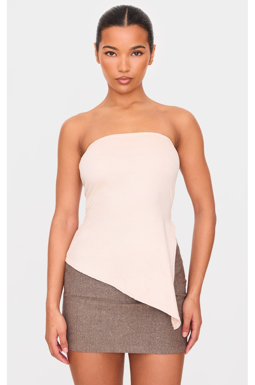 Верх бандо кремового кольору з асиметричним подолом зі штучної замші