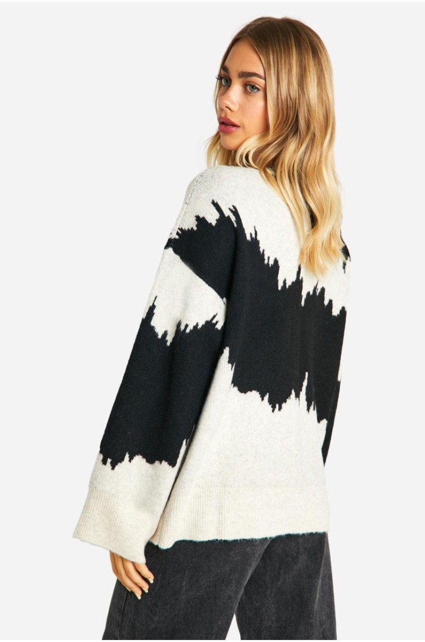 Величезний монохромний джемпер у абстрактну смужку