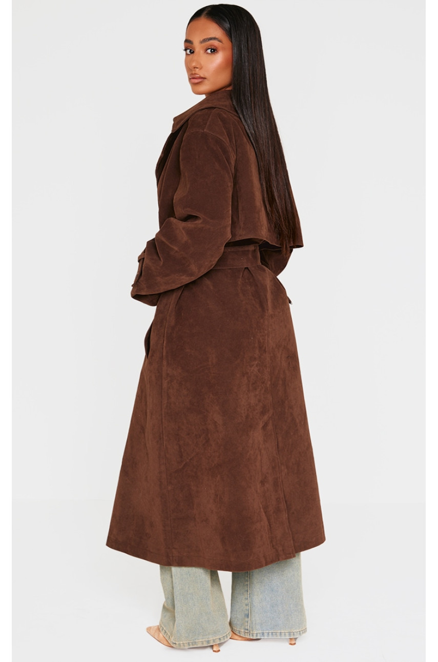 Тренч зі штучної замші Petite Chocolate з поясом