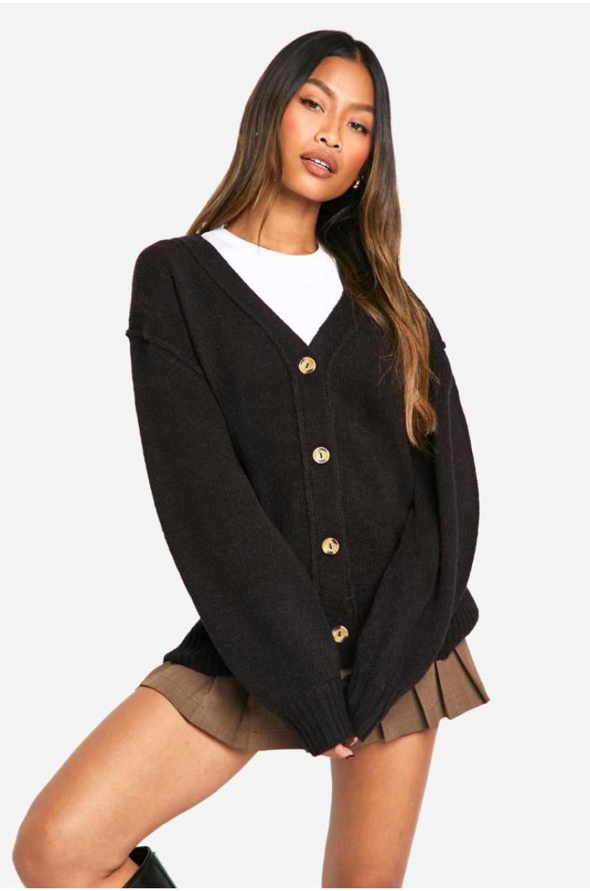 Великий кардиган-бойфренд із деталями швів