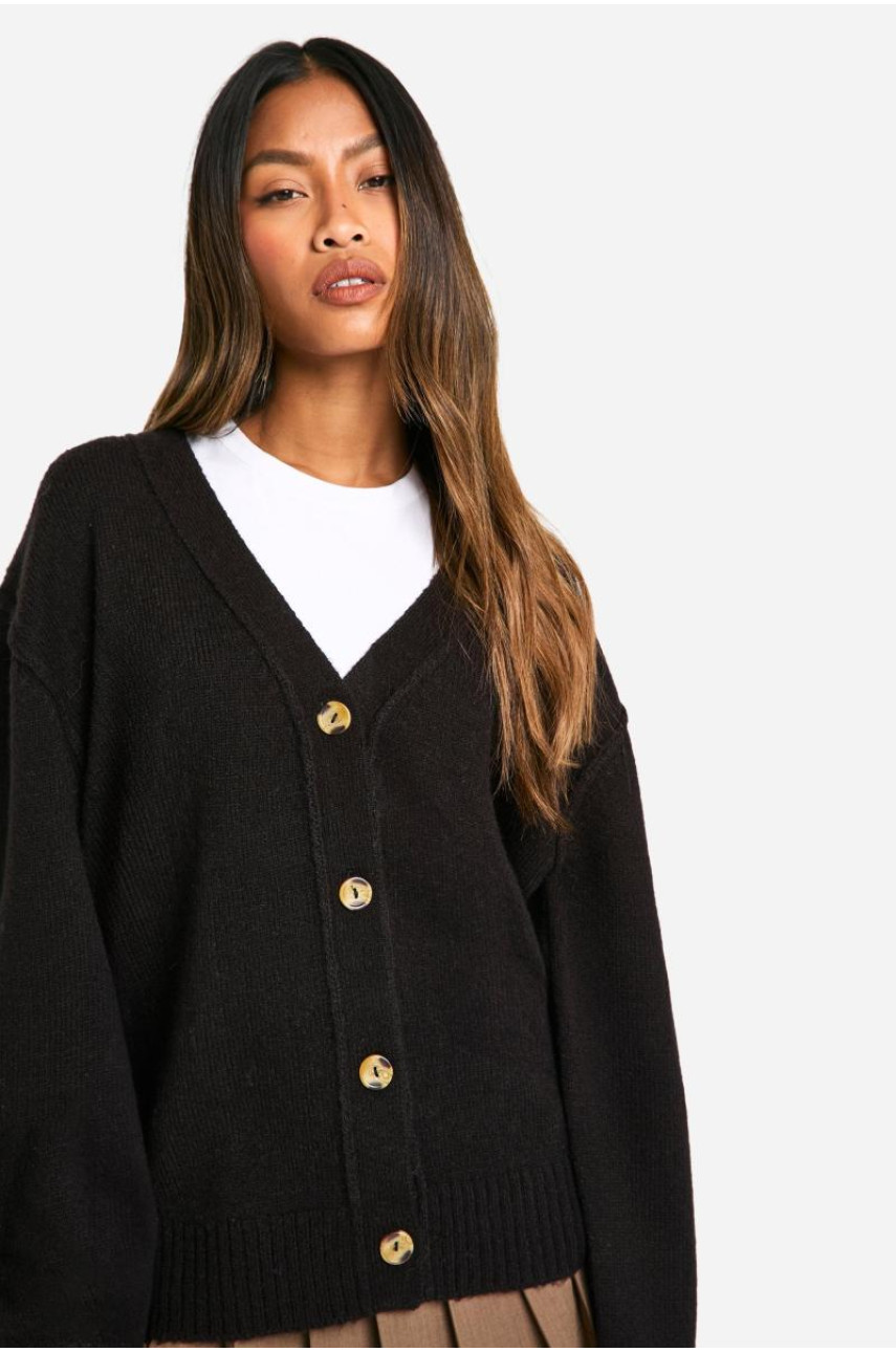 Великий кардиган-бойфренд із деталями швів