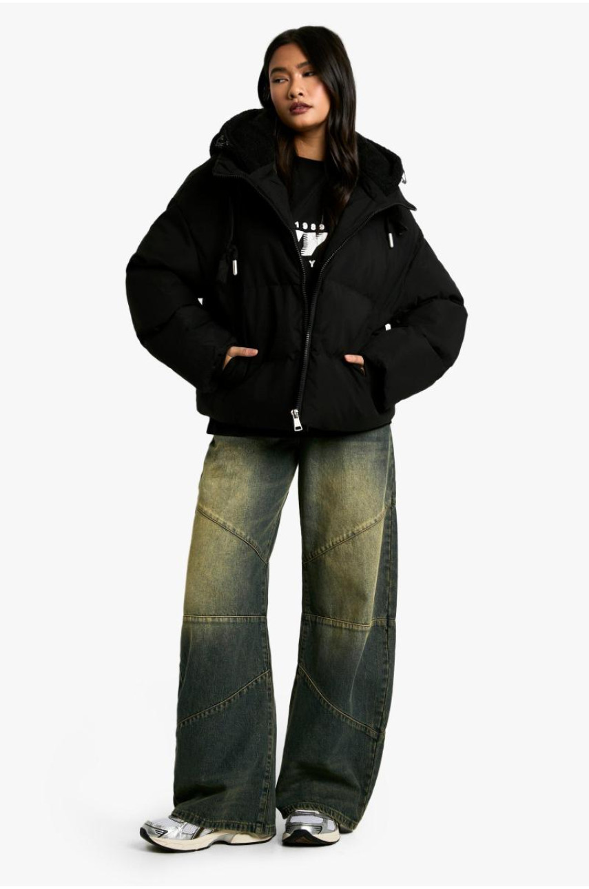 Куртка-пуховик з капюшоном зі штучного хутра