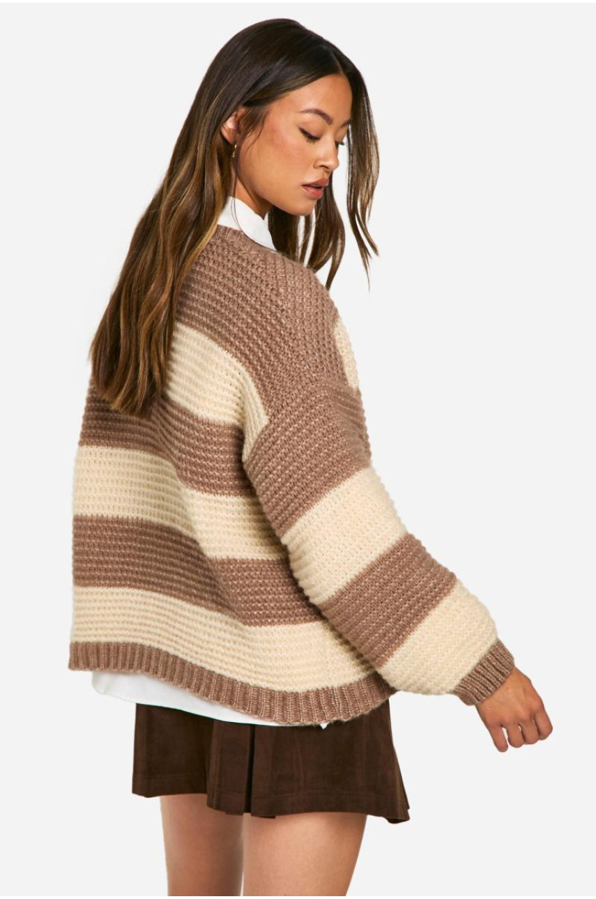 Високий трикотажний джемпер у смужку