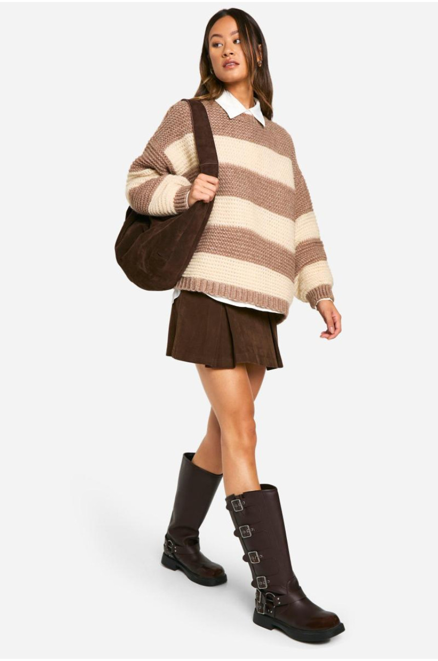 Високий трикотажний джемпер у смужку