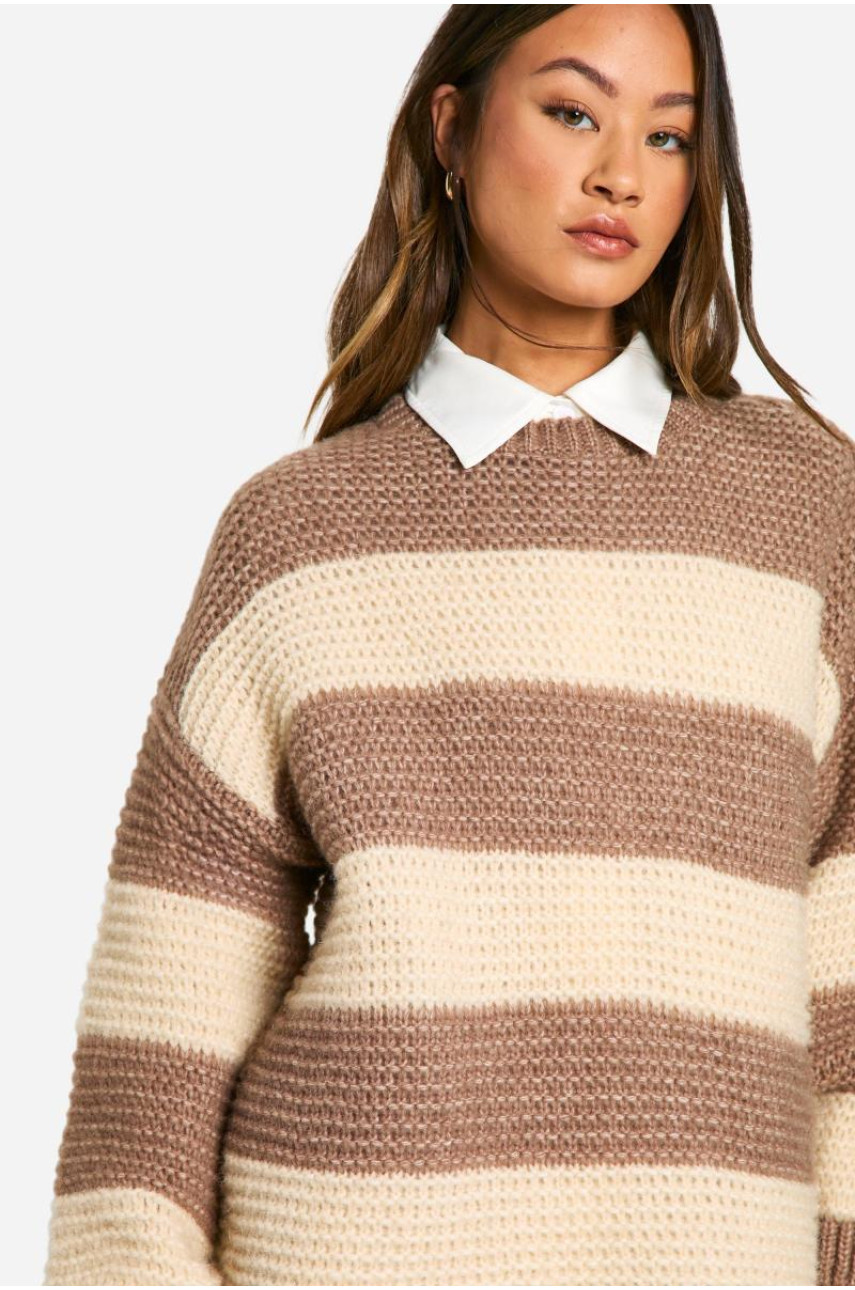 Високий трикотажний джемпер у смужку