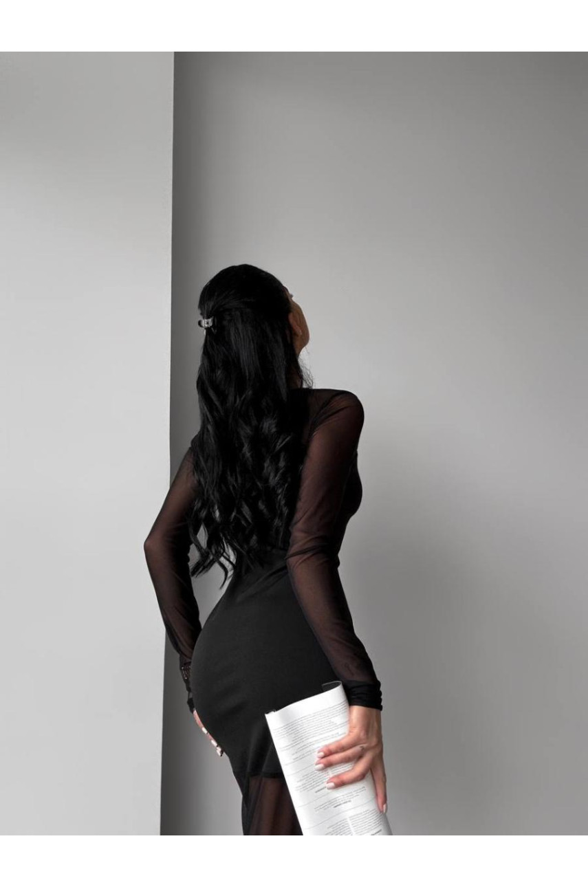 Чорна сукня міді сітка 