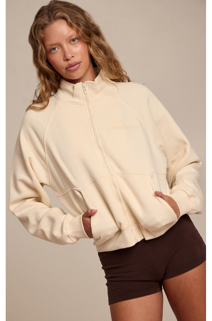 Кремовий шов деталі Zip up Fleeceback Jacket