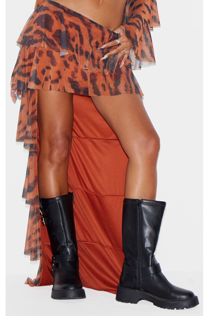 Коричнева сітчаста спідниця Rara Waterfall із принтом тварин