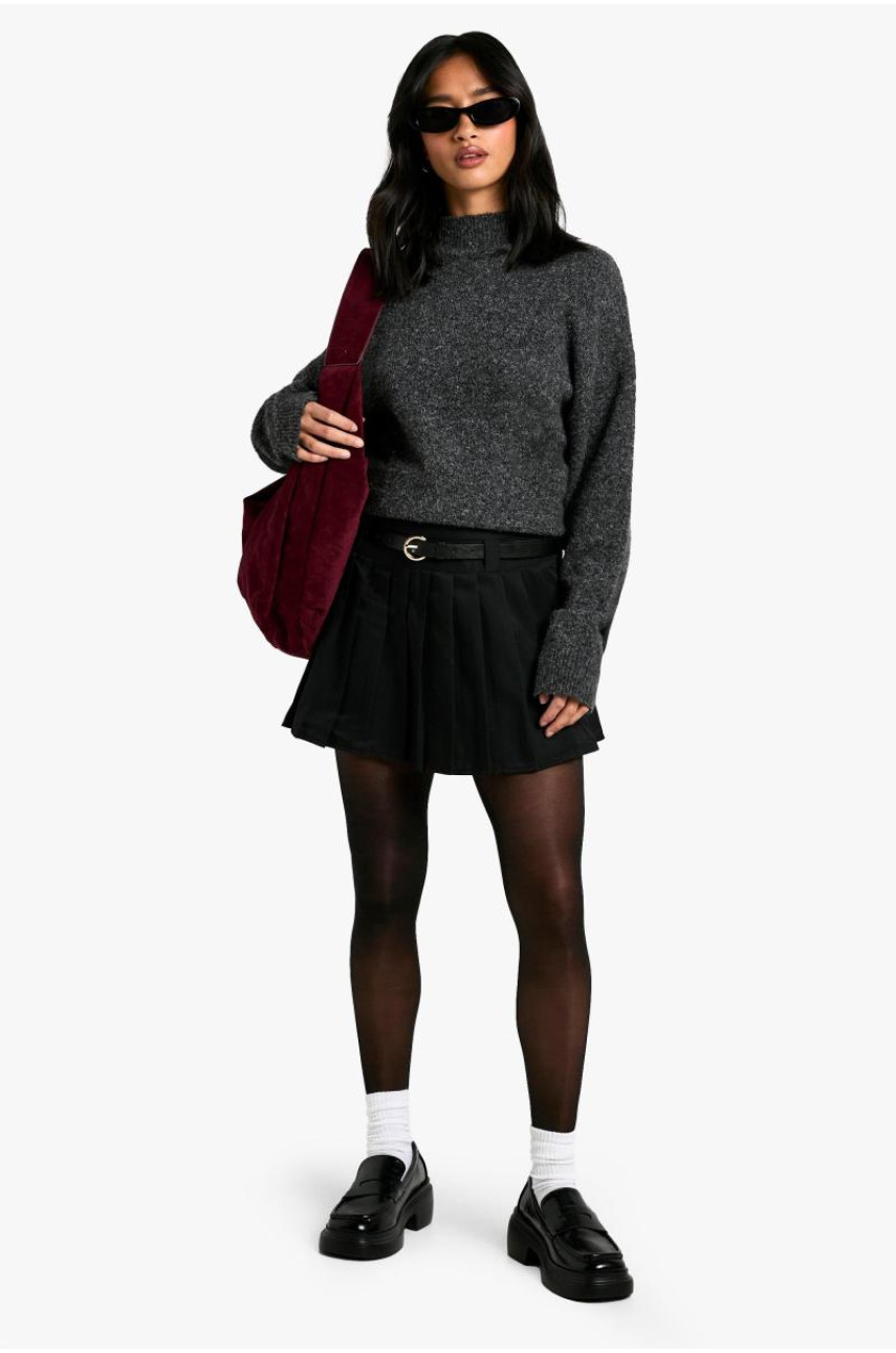 Плісирована міні-спідниця з мініатюрним поясом