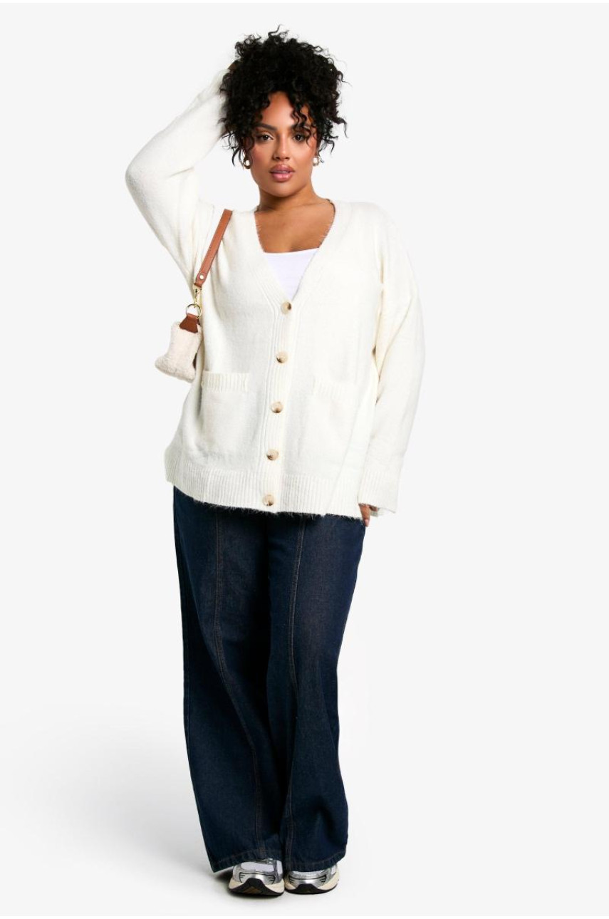 Плюс великий м’який трикотажний кардиган-бойфренд