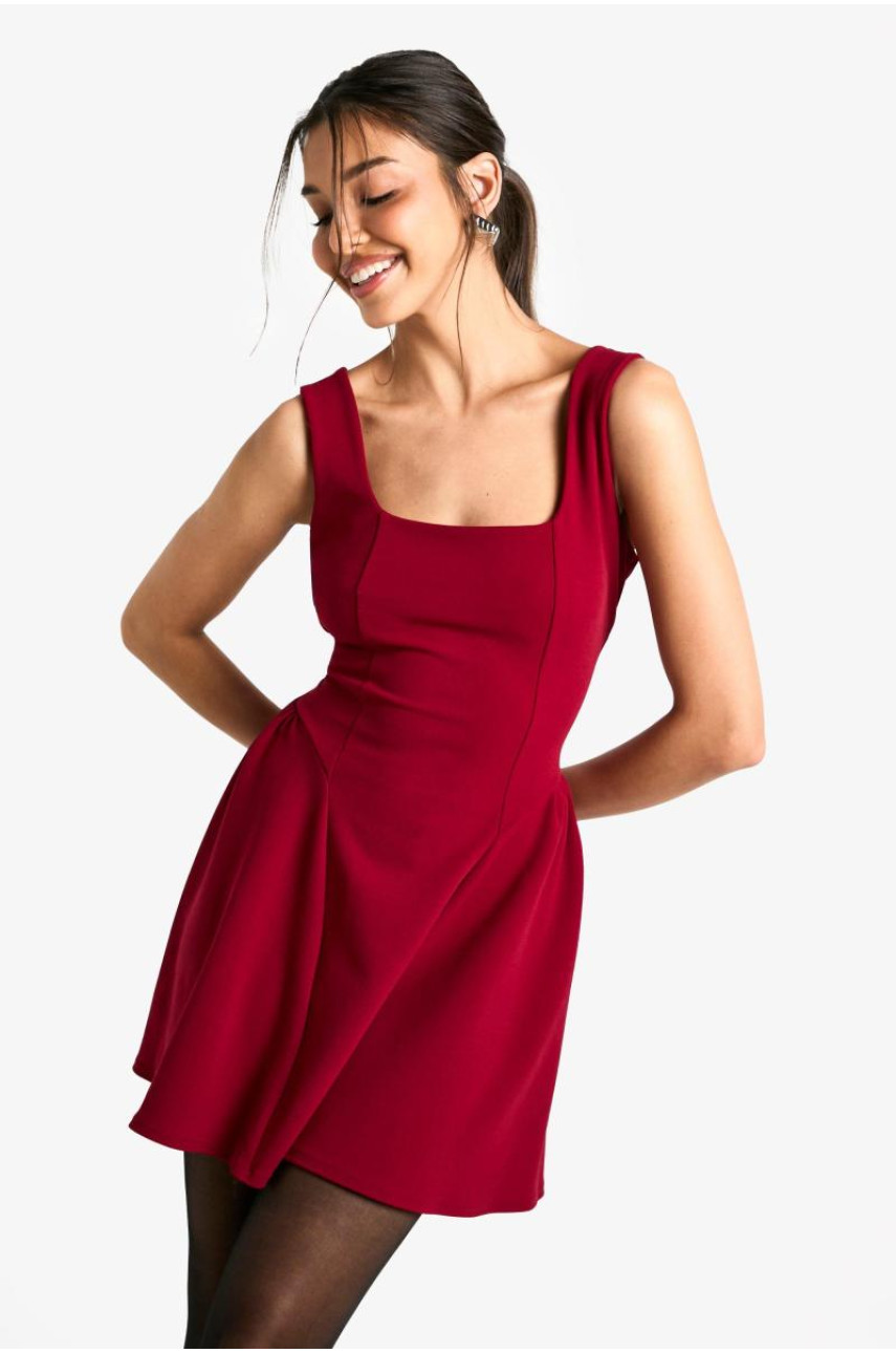 Міні-сукня з повною спідницею з квадратним вирізом