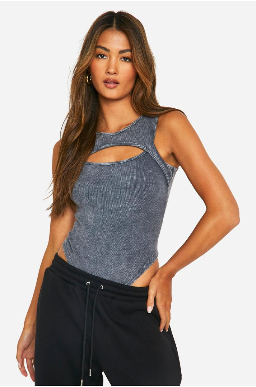 Боді Acid Wash з вирізаним ребром