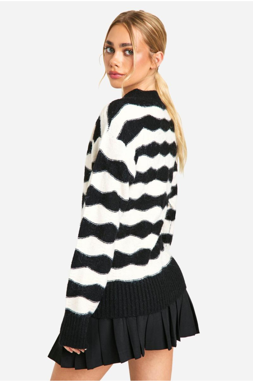 Оверсайз-в’язаний кардиган у смужку