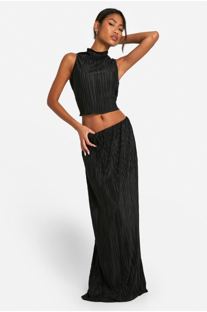 Безрукавка з плісою з високим вирізом