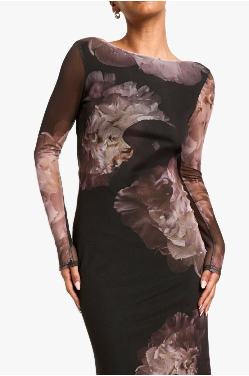 Сукня максі з довгим рукавом із квітковою сіткою