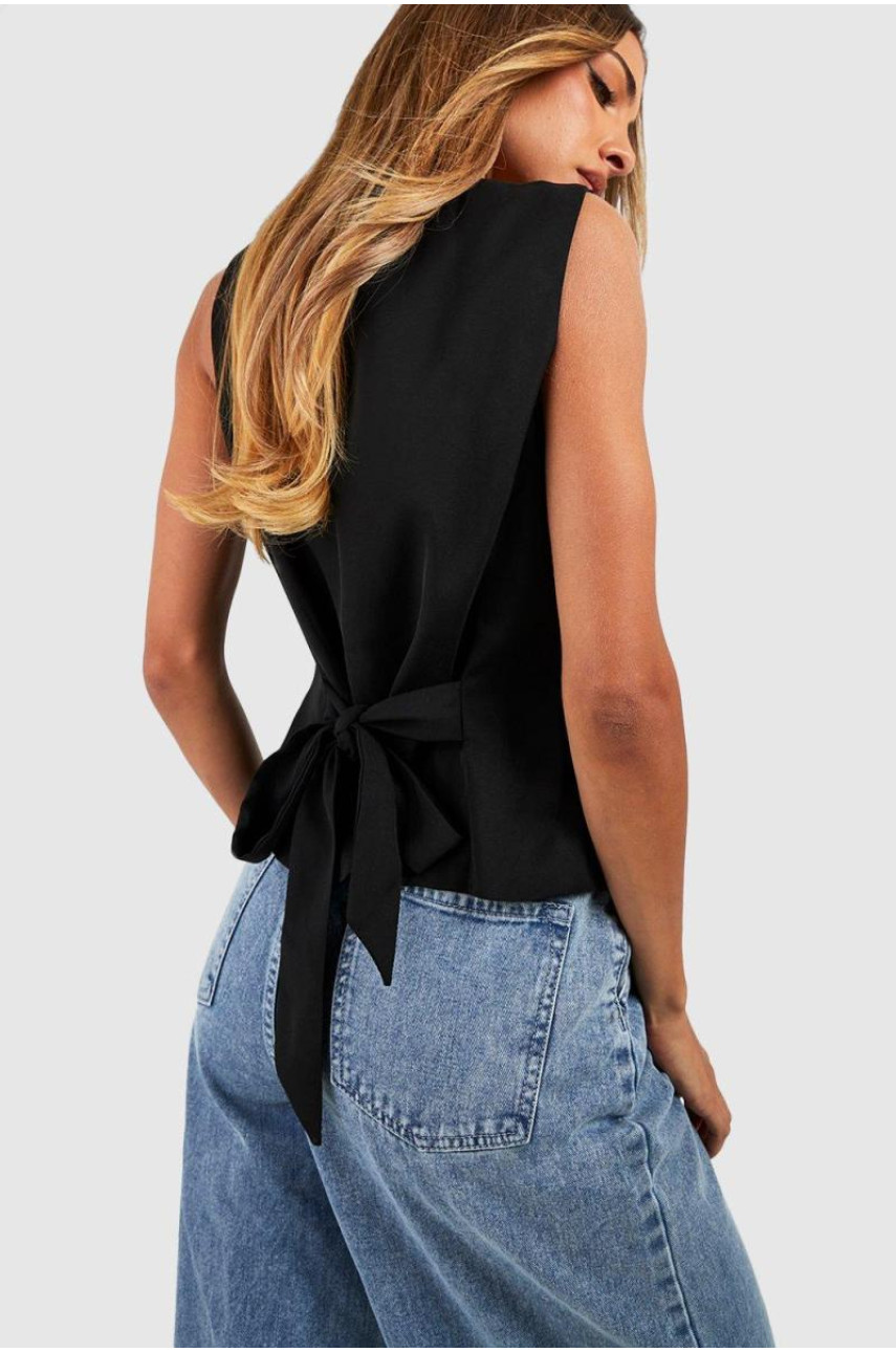 Чорний плетений жилет