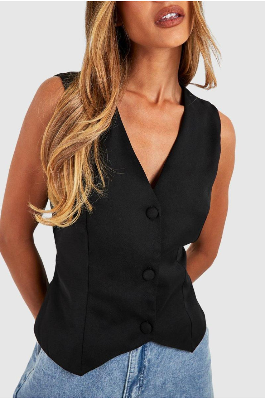 Чорний плетений жилет