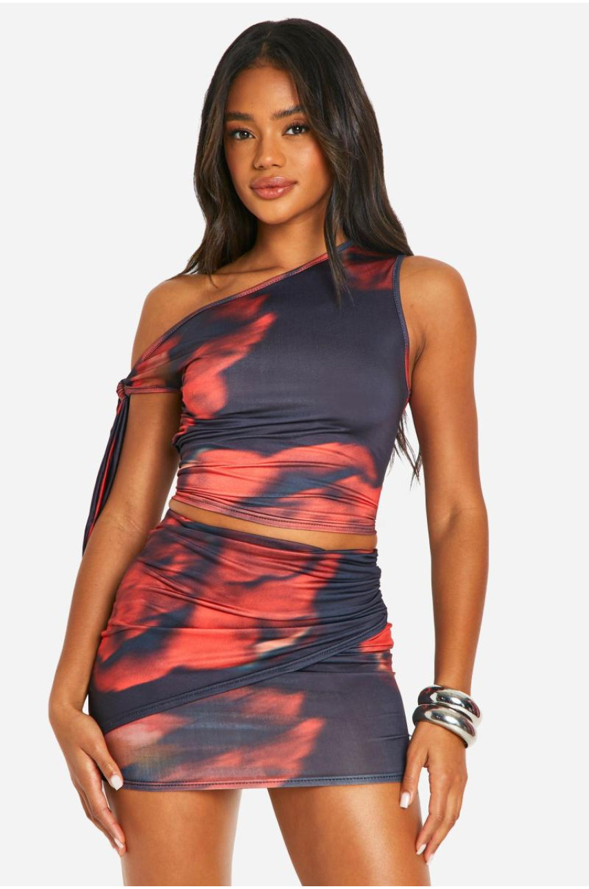 Верх з краваткою з квітковим принтом