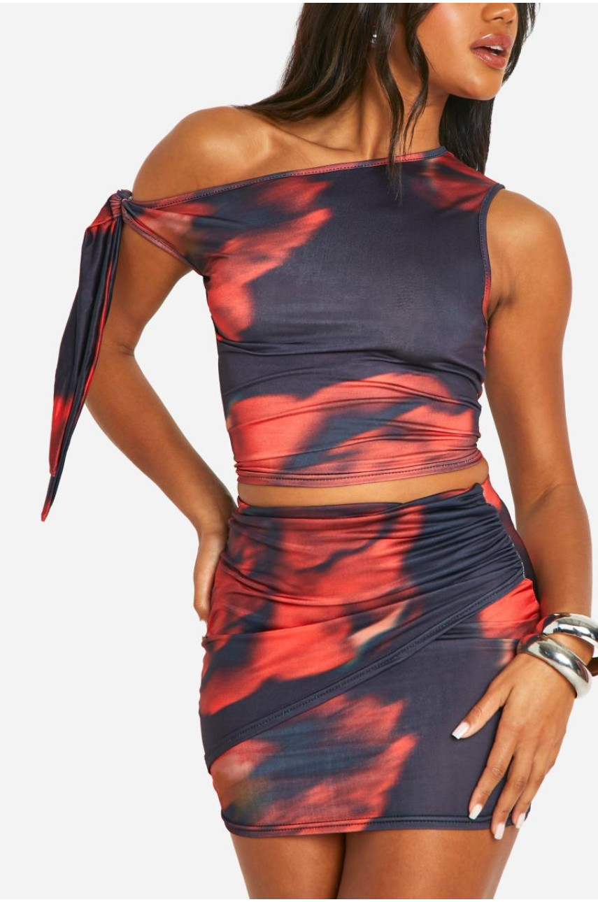 Верх з краваткою з квітковим принтом